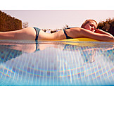   Woman, Summer, Pool, Pool Raft