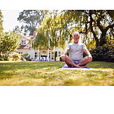   Senior, Garden, Meditating, Yoga