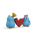   Bird, Heart, Loving, Cartoon