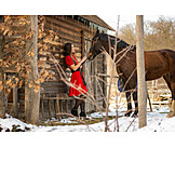   Woman, Winter, Horse