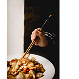   Eating, Meal, Chopsticks, Kung Pao Chicken