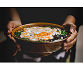   Asian Cuisine, Bowl, Fried Egg, Soup