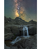   Waterfall, Space, Milky Way