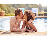   Couple, Summer, Pool, Kissing, Summer Vacation
