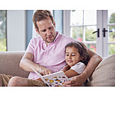   Father, Home, Book, Reading, Showing, Daughter
