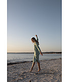   Young woman, Beach, Evening
