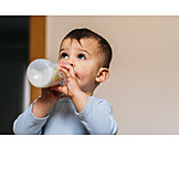   Toddler, Drinking, Milk Bottle