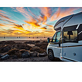   Sonnenuntergang, Camping, Wohnmobil, Strandcamping