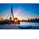   Sunset, Rotterdam, Erasmus Bridge