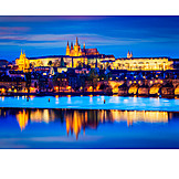   Prague, Vltava river, Saint vitus cathedral, Prague castle
