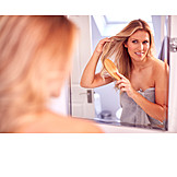   Woman, Blonde Hair, Long Hair, Hair, Brushing