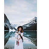  Young woman, Enjoy, Canada, Lake louise