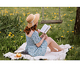   Rural Scene, Reading, Picnic, Outing