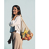   Woman, Ecologically, Shopping, String Bag