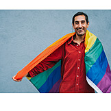   Man, Homosexual, Rainbow Flag