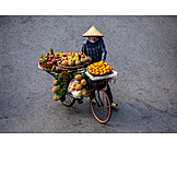   Fruit, Bicycle, Vietnam, Street Sales