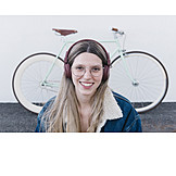   Bicycle, Style, Cycling Women, Listening Music