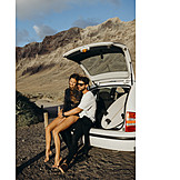   Couple, Vacation, Surfer, Car Trunk