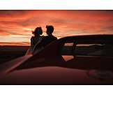   Sunset, Romantic, Wedding Couple, Honeymoon, Roadtrip