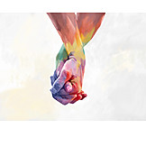   Love, Holding Hands, Rainbow Colors