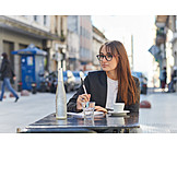   Business Woman, Pensive, Cafe, Note Pad