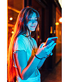   Young Woman, Nightlife, Smart Phone