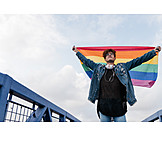   Young Man, Identity, Homosexual, Rainbow Flag