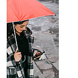   Mobile Communication, Weather, Rain, Umbrella