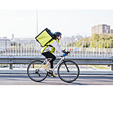   Young Woman, Service, Delivering Food, Bicycle Courier