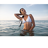   Young Woman, Sea, Bathing
