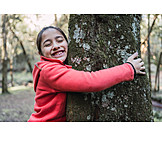   Girl, Embracing, Tree