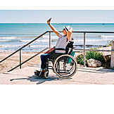   Woman, Disabled, Wheelchair, Selfie