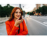   Young Woman, On The Move, Smart Phone, Voice Message