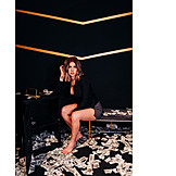   Young Woman, Money, Barefoot, Wealthiness