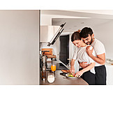   Couple, Happy, Love, Preparation, Breakfast, Together