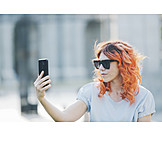   Young Woman, Sunglasses, Red Hair, Urban, Selfie
