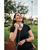   Woman, Happy, Headphones, Vitality