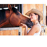   Young Woman, Horse, Cuddling, Horse Love