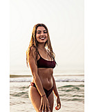   Young Woman, Smiling, Sea, Summer, Bikini