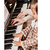   Kleinkind, Gemeinsam, Klavierspielen