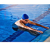   Active Seniors, Swimmer, Pool Edge