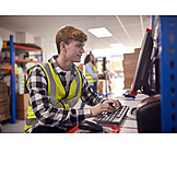   Logistics, Working, Warehouse, Online, Staff, Computer Workstation