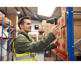   Logistics, Warehouse, Employee, Cartons, Scanning, Qr Code