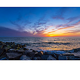   Sunset, Sea, Coast, Baltic Sea