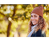   Young Woman, Cap, Smiling, Autumn, Scarf