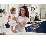   Baby, Mother, Kitchen, Hold