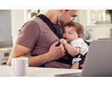   Baby, Father, Sleeping, Security, Sling
