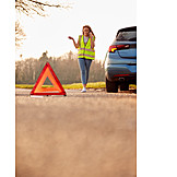   Vehicle Breakdown, Road, Warning Triangle, Phone Call