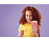   Girl, Red Hair, Portrait, Popcorn