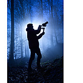   Man, Forest, Silhouette, Filming